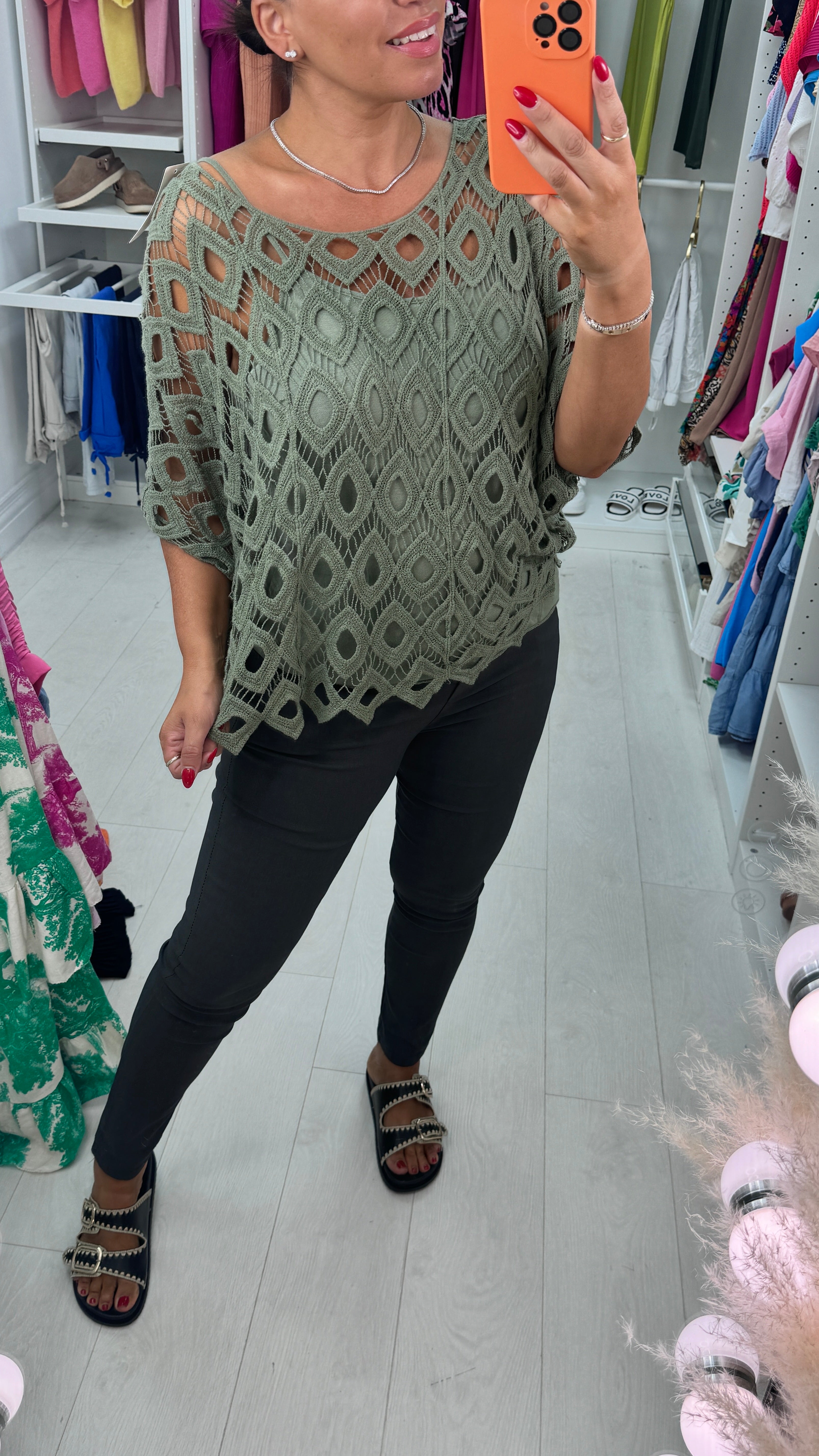 Naida Crochet Batwing Top