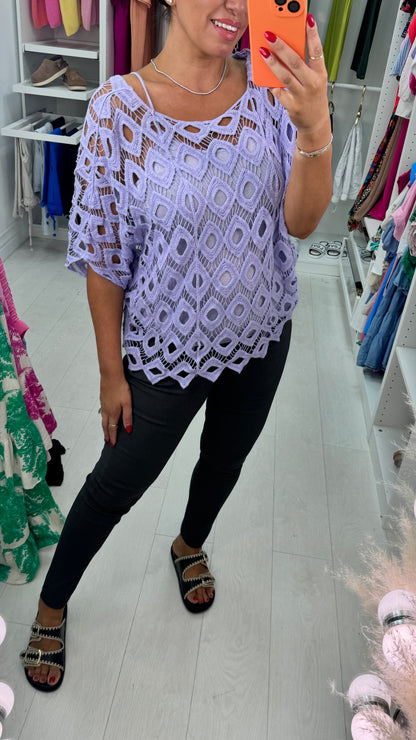 Naida Crochet Batwing Top