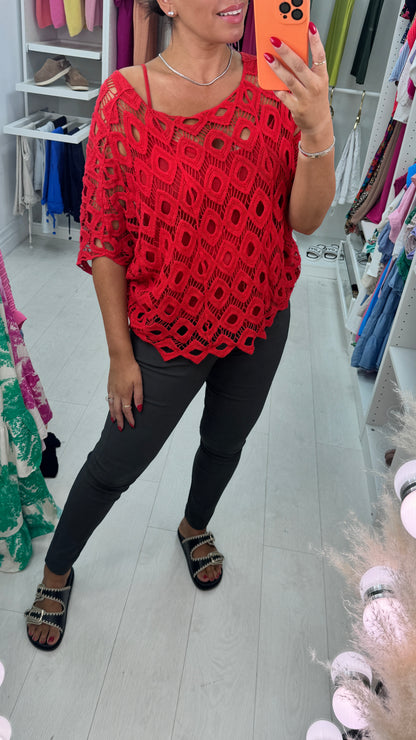 Naida Crochet Batwing Top