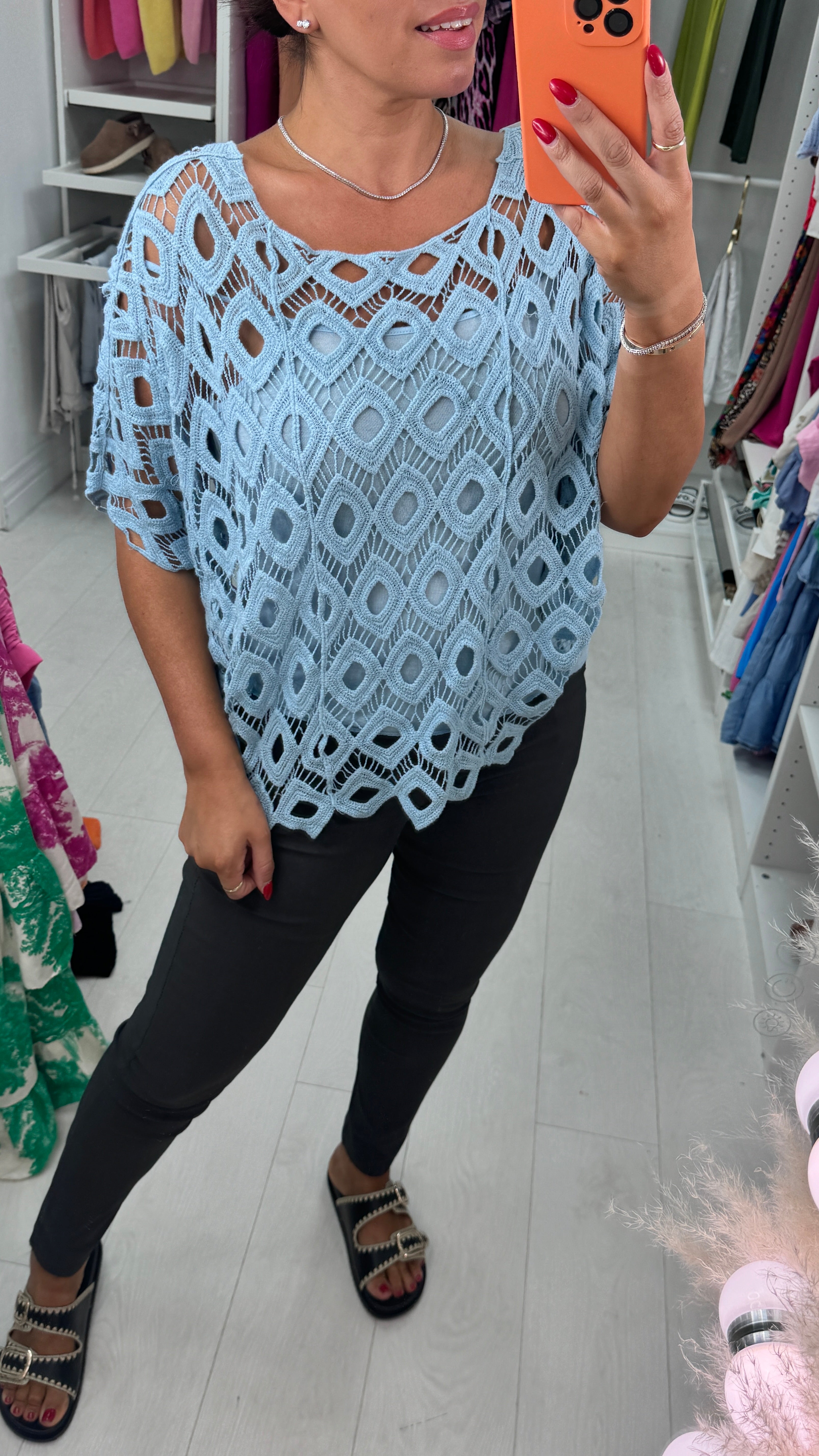 Naida Crochet Batwing Top