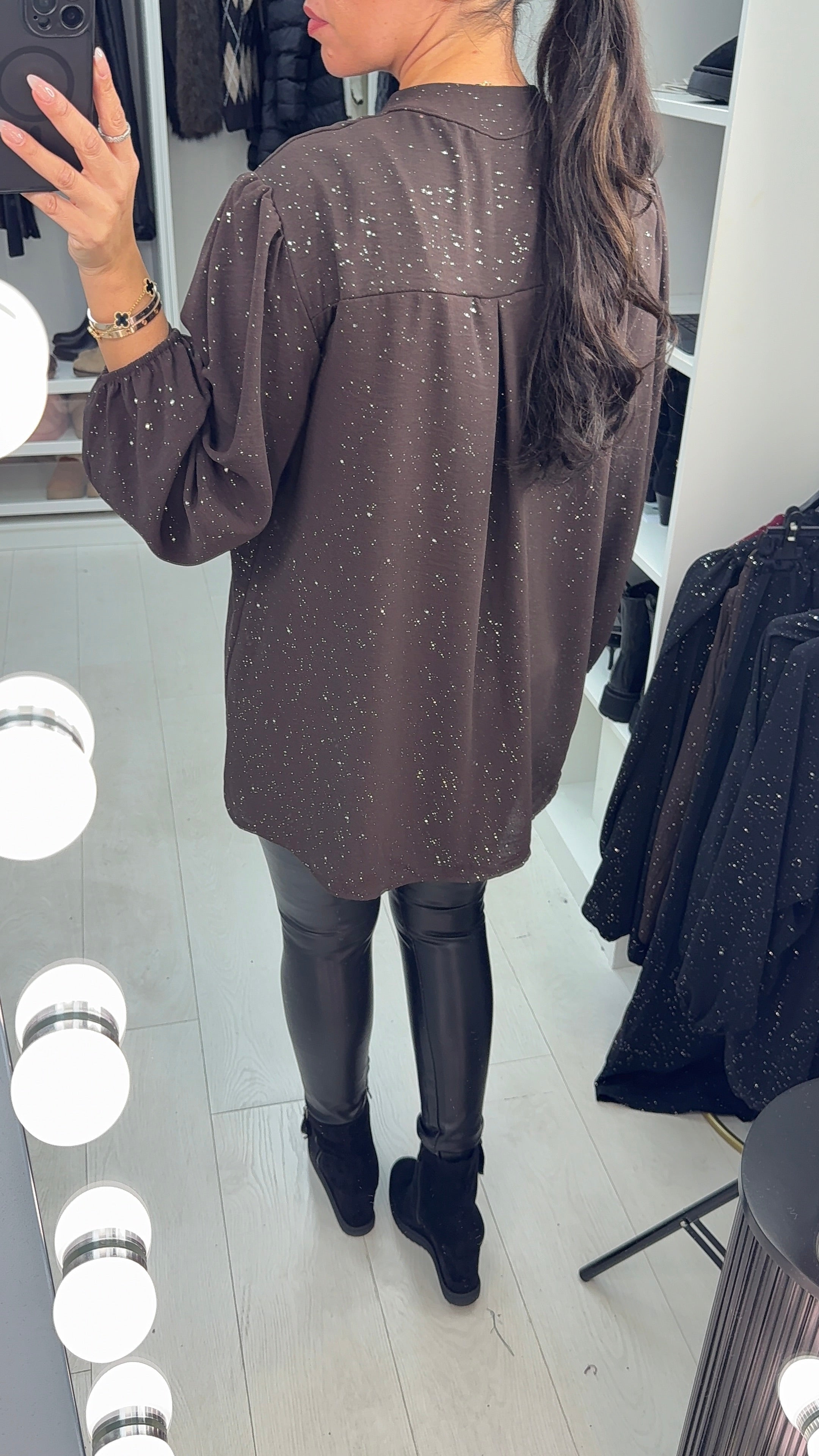 Terisa V Neck Loose Fit Sparkle Top