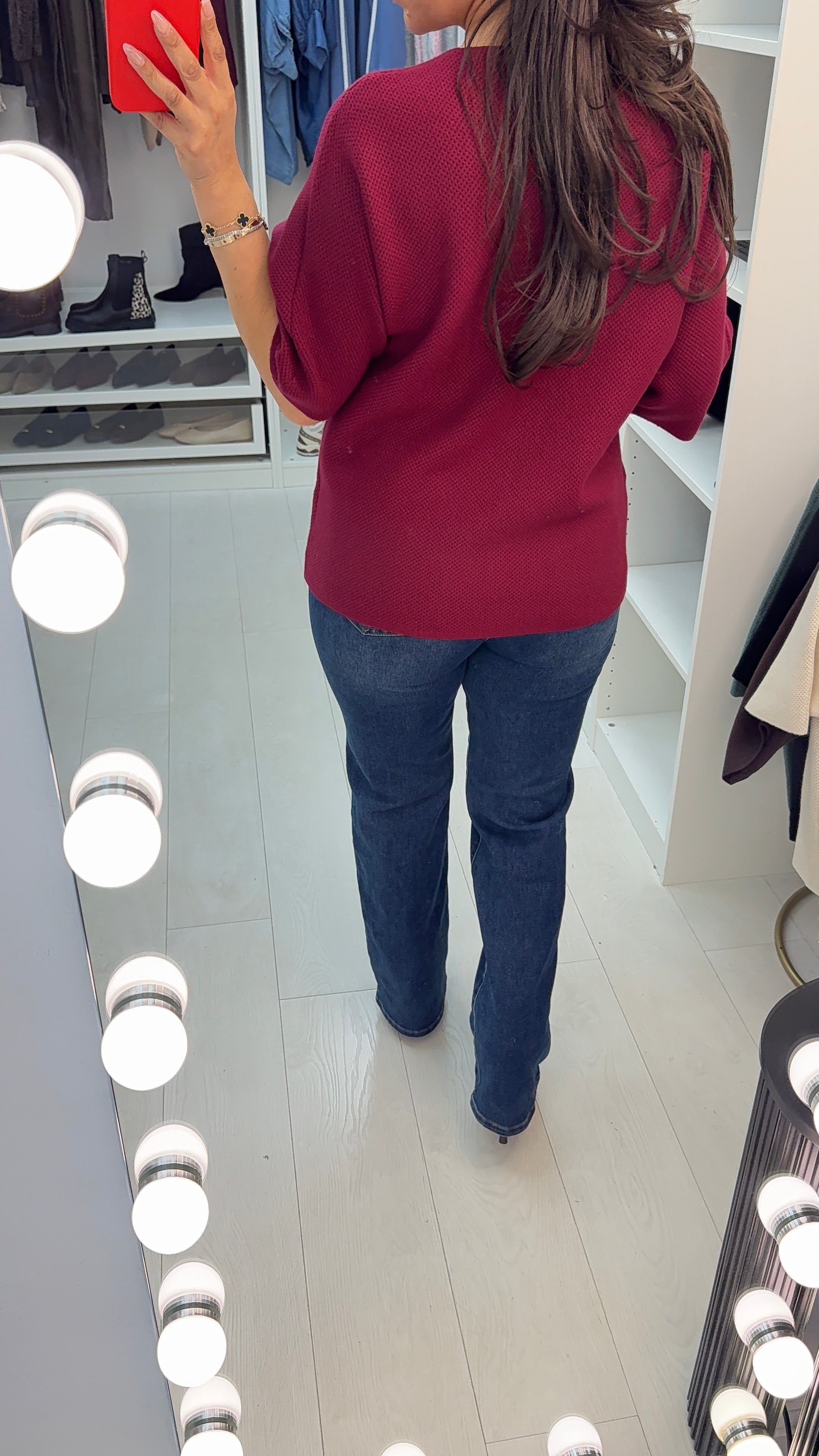 Acia Plain V Neck Waffle Textured Jumper