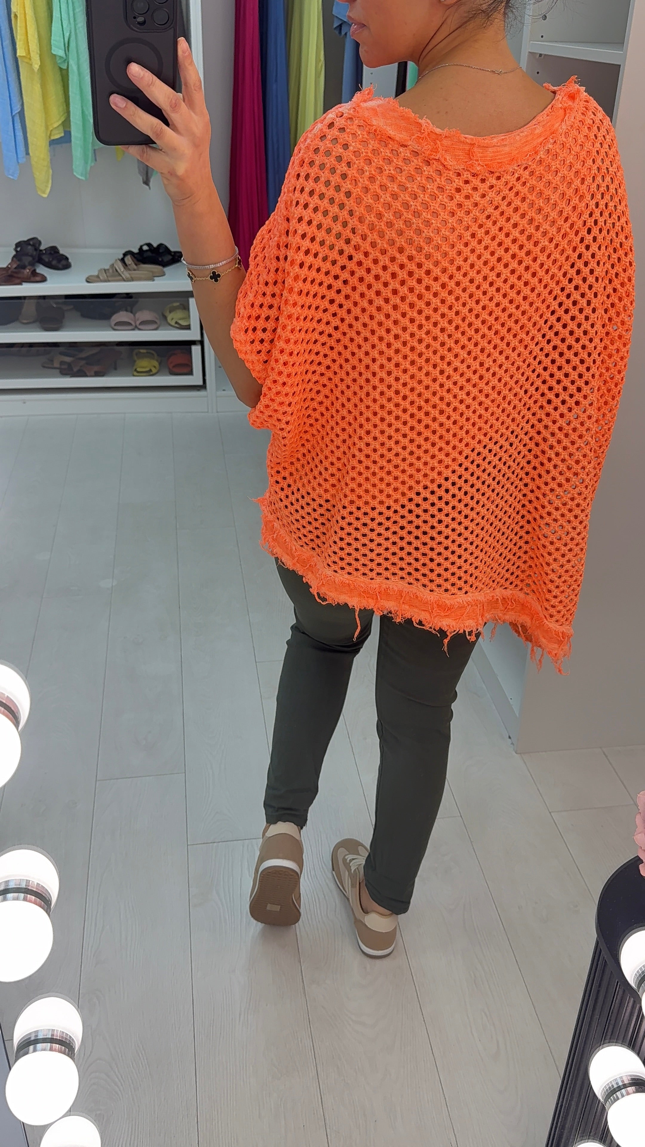 Sharina Frayed Edge Asymmetric Crochet Top