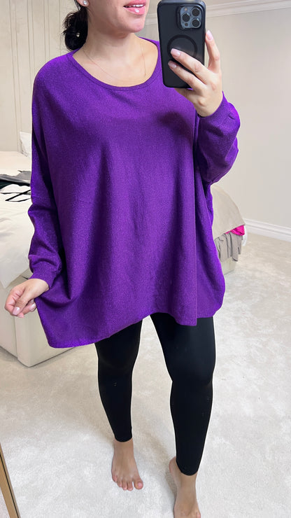 Jayne Batwing Plain Glitter Jumper