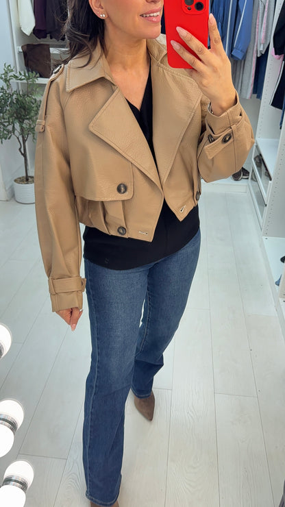 Yavanna Cropped Faux Leather Jacket