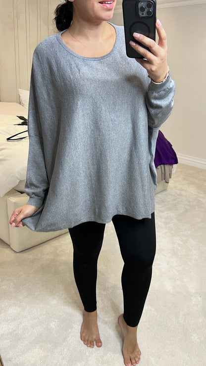 Jayne Batwing Plain Glitter Jumper