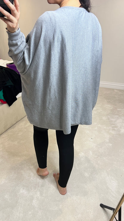 Jayne Batwing Plain Glitter Jumper