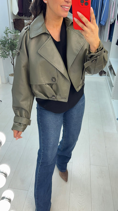 Yavanna Cropped Faux Leather Jacket