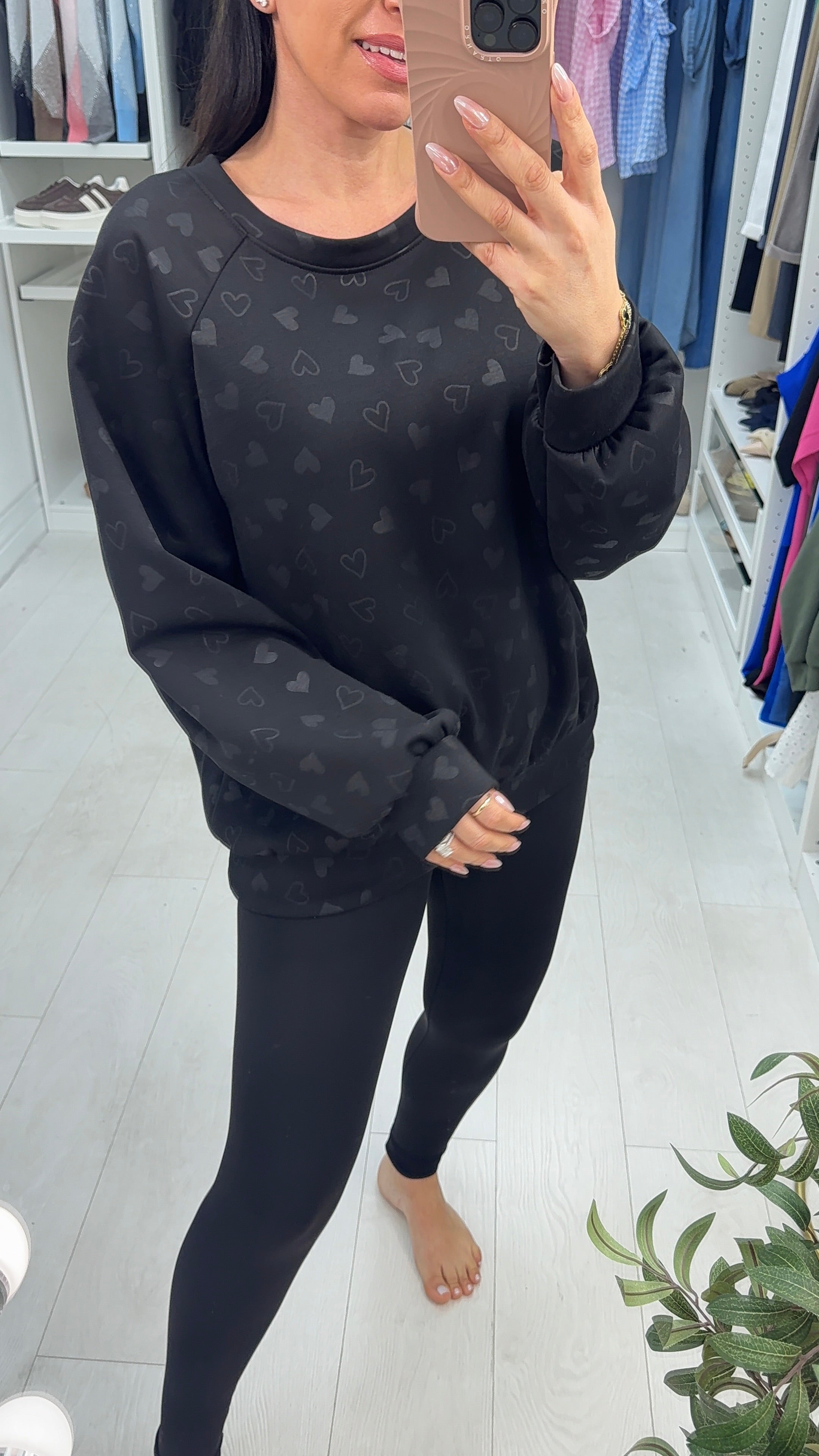 Kelsie Heart Pattern Scuba Sweatshirt