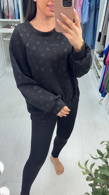 Kelsie Heart Pattern Scuba Sweatshirt