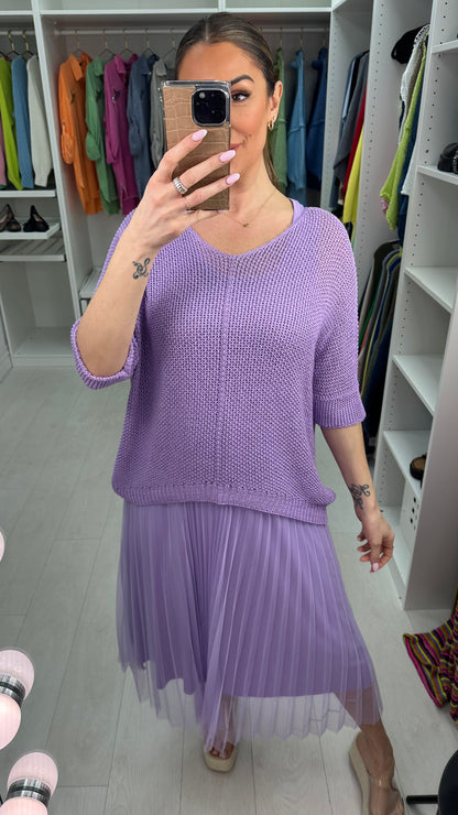 Alissia 2 Piece Knit Top & Pleated Chiffon Dress