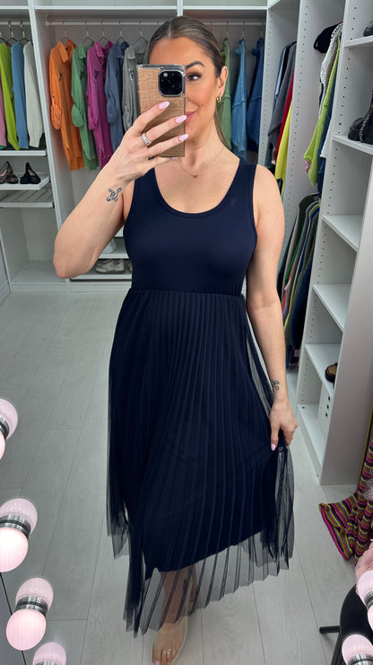 Alissia 2 Piece Knit Top & Pleated Chiffon Dress