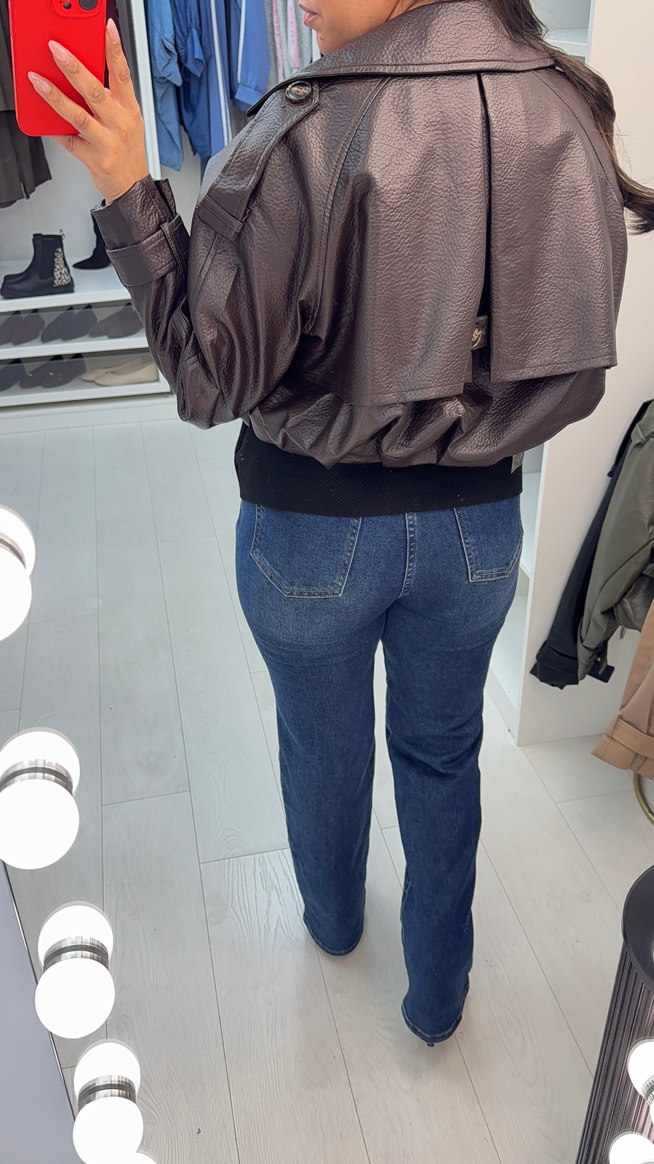 Yavanna Cropped Faux Leather Jacket