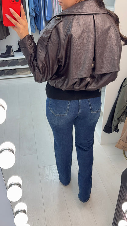 Yavanna Cropped Faux Leather Jacket