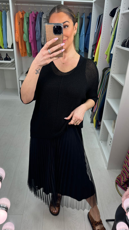 Alissia 2 Piece Knit Top & Pleated Chiffon Dress