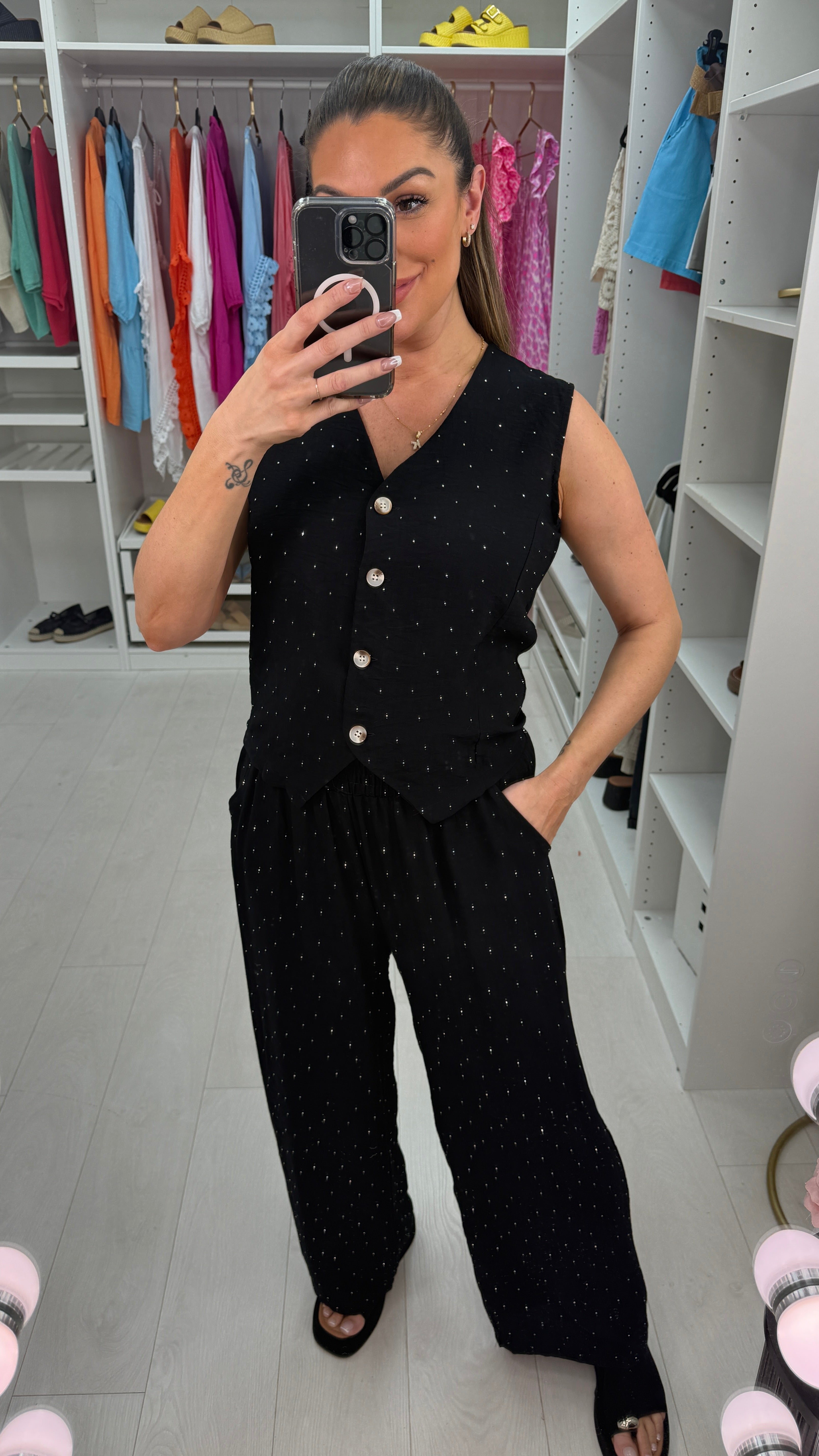 Doris Plain Embellished Waistcoat Co-Ord Set