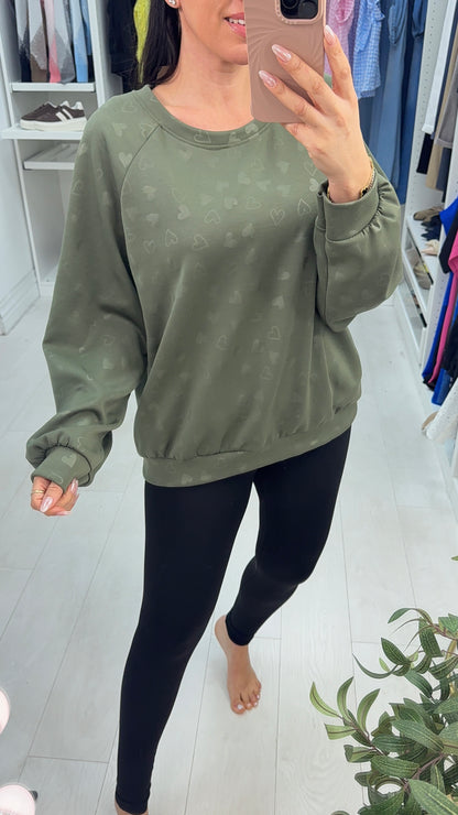 Kelsie Heart Pattern Scuba Sweatshirt