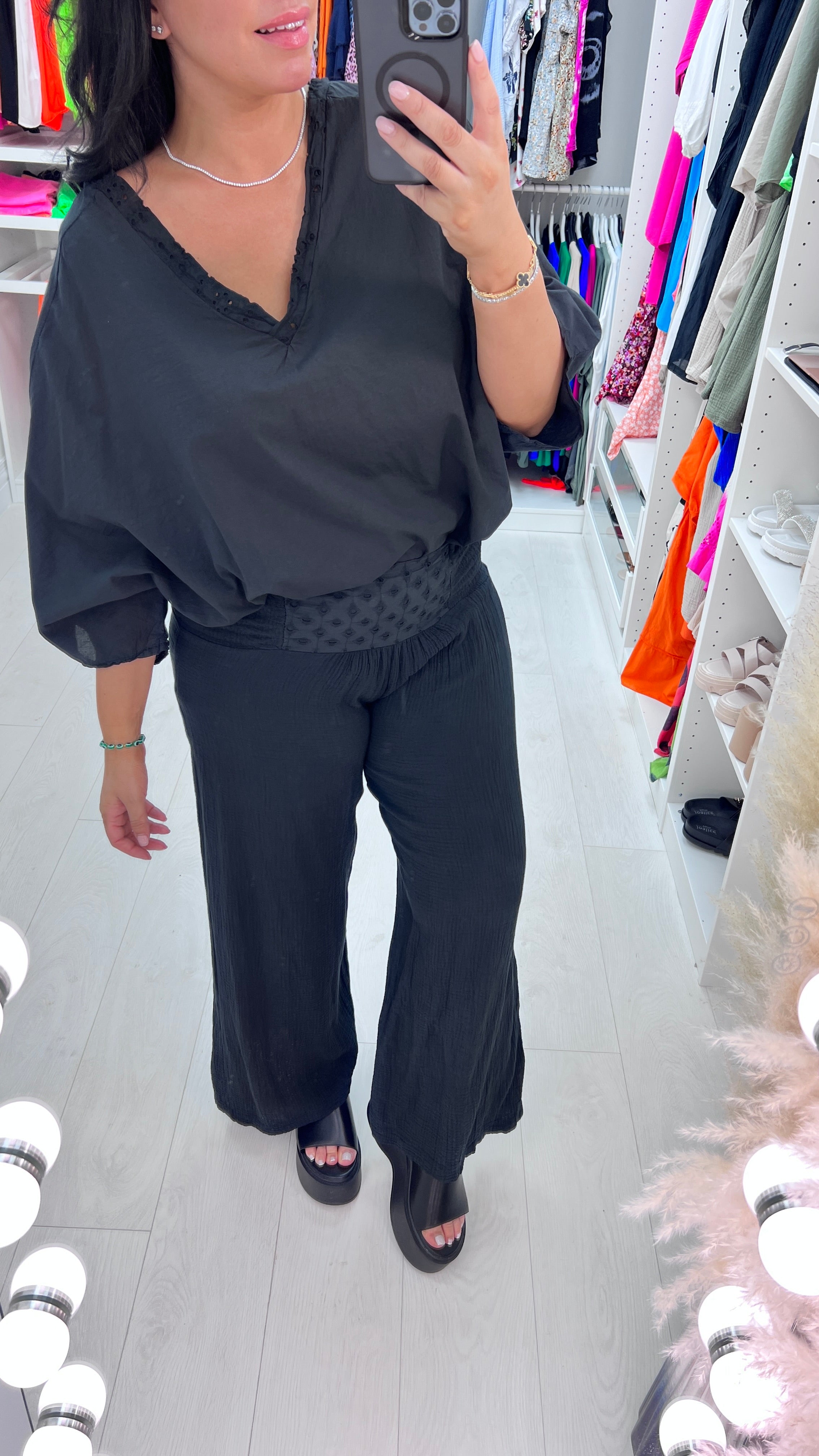 Giada Broderie Cheesecloth 2 Piece Trouser Set