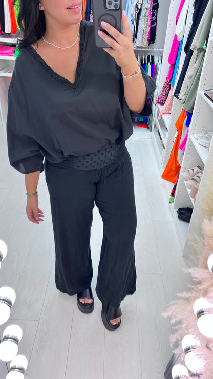 Giada Broderie Cheesecloth 2 Piece Trouser Set