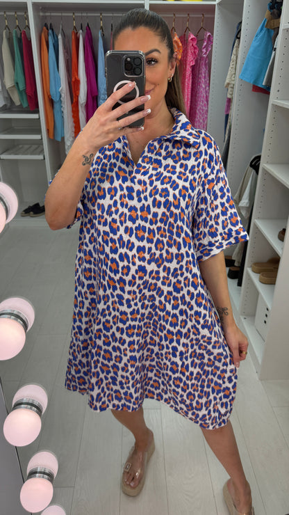 Mallory Leopard Print Cheesecloth Midi Dress