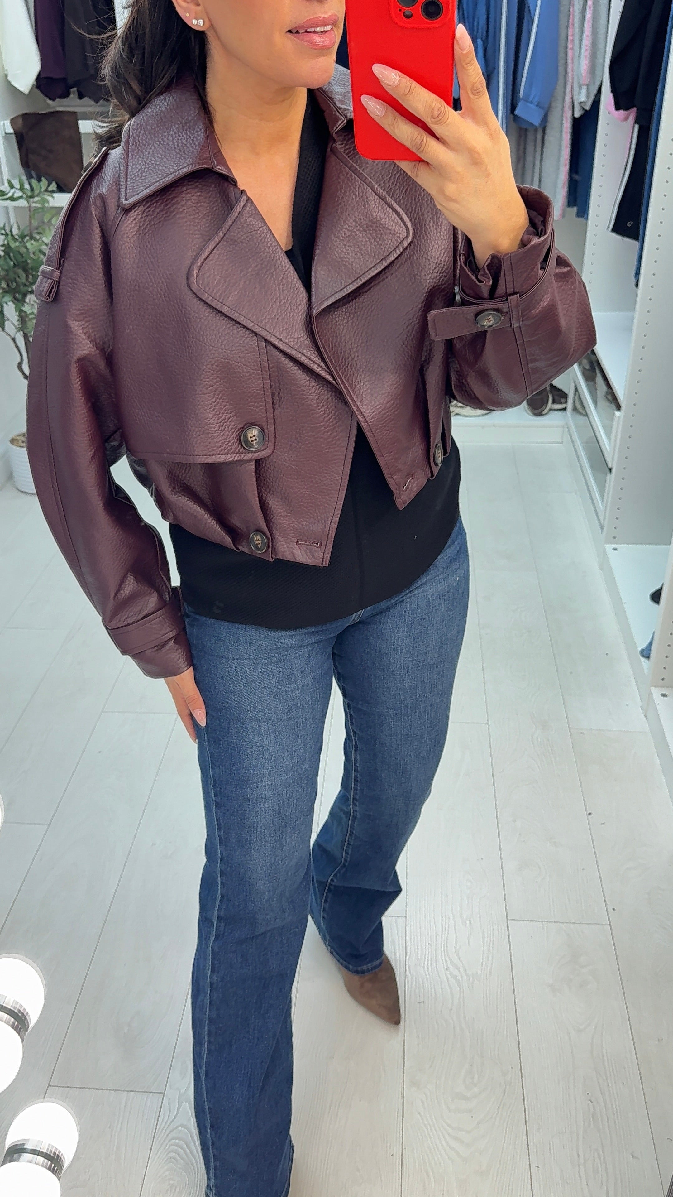 Yavanna Cropped Faux Leather Jacket