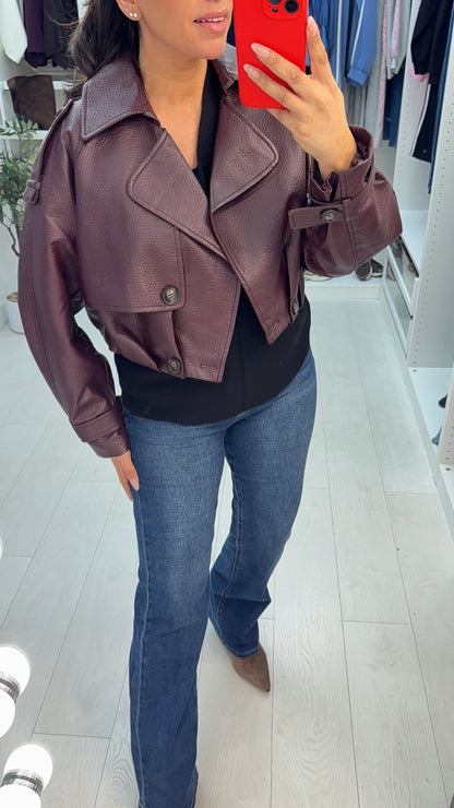 Yavanna Cropped Faux Leather Jacket