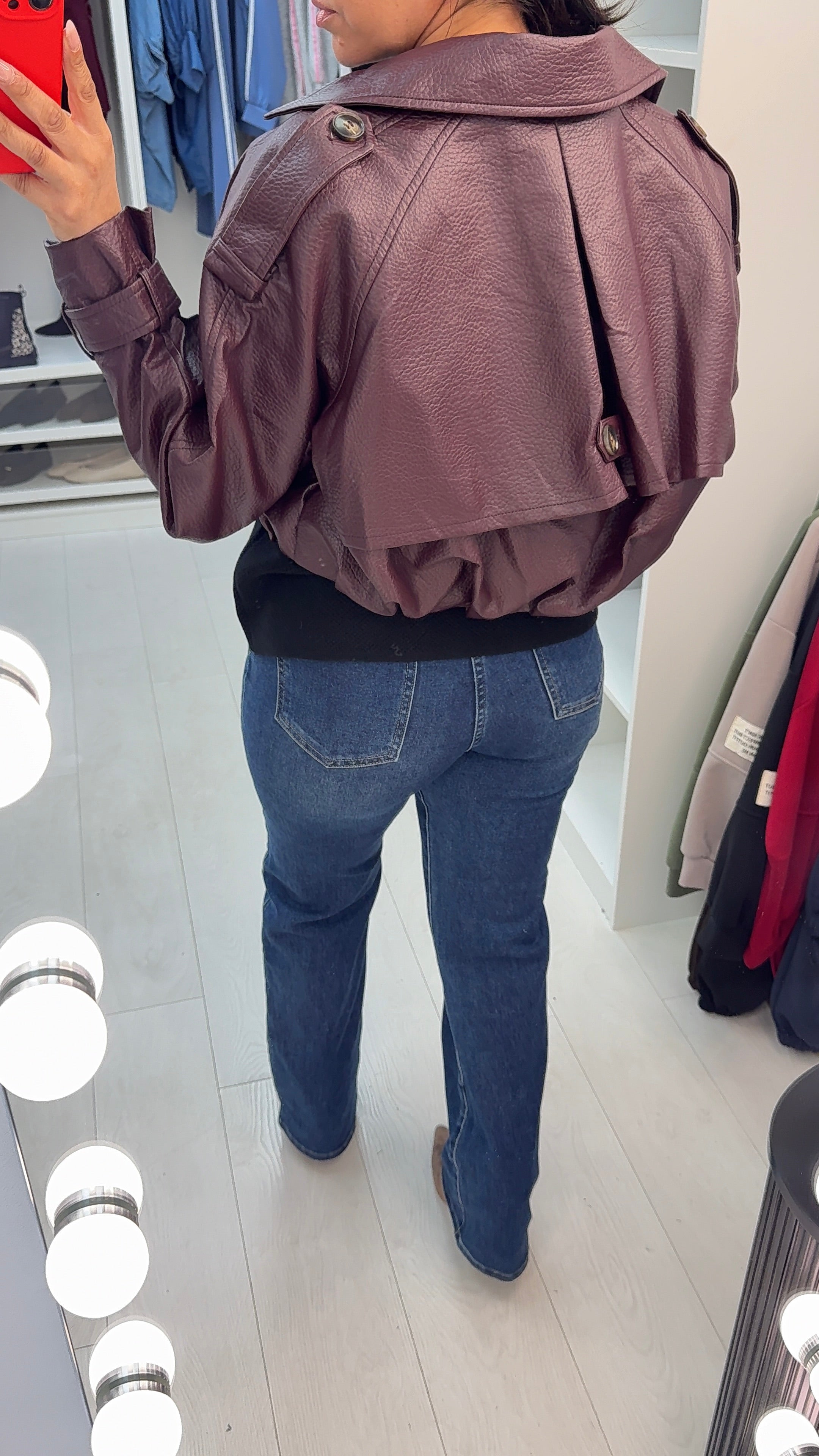 Yavanna Cropped Faux Leather Jacket