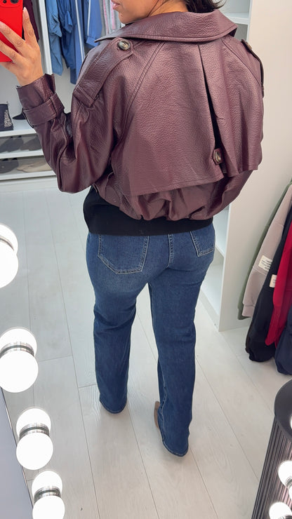 Yavanna Cropped Faux Leather Jacket