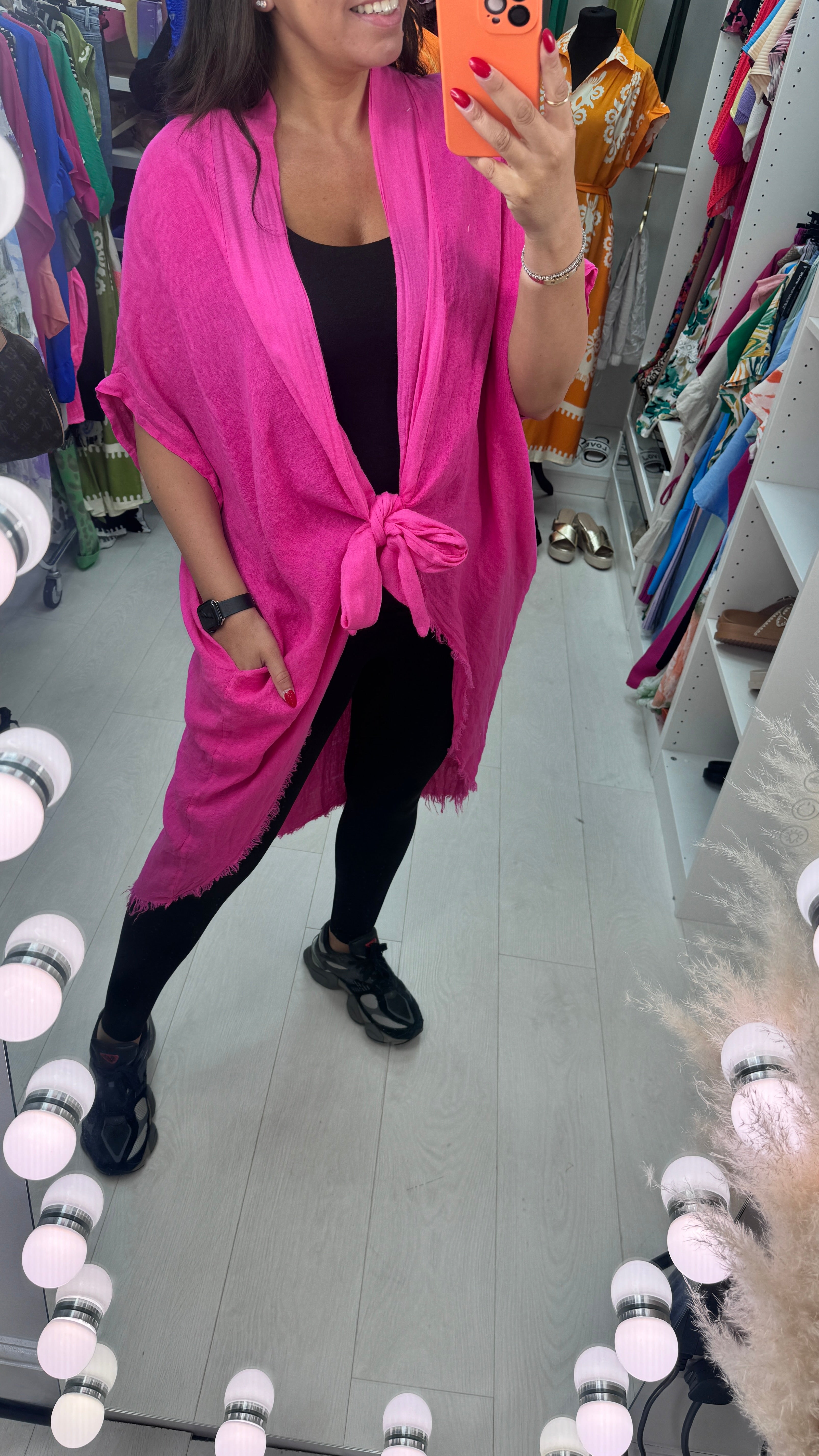 Adelaide Plain Tie Front Oversized Throw Over