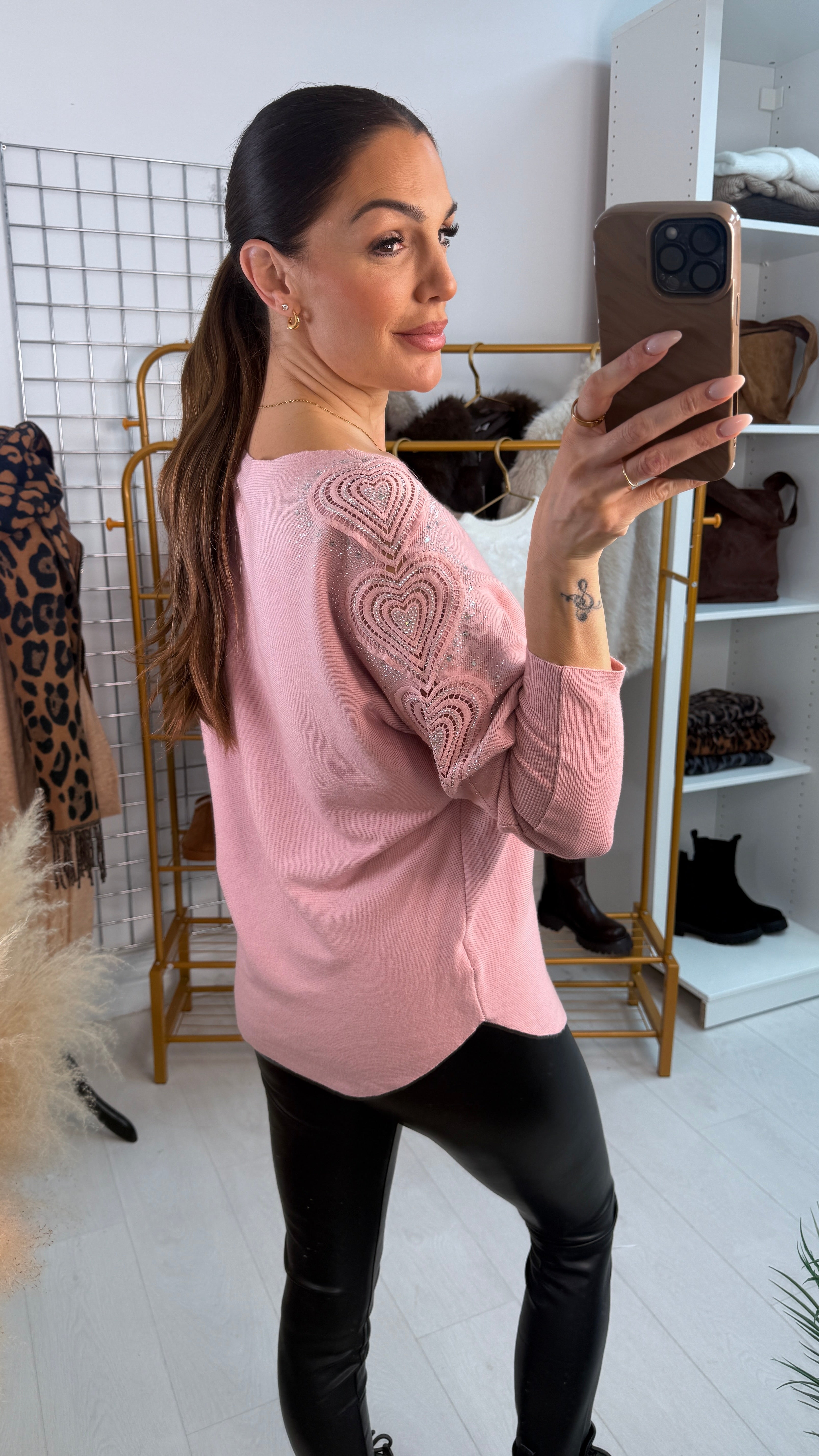 Hollis Embellished Sleeve Ribbed Knit Jumper