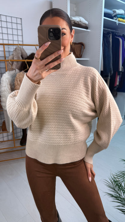 Kesley Plain High Neck Cable Knitted Jumper