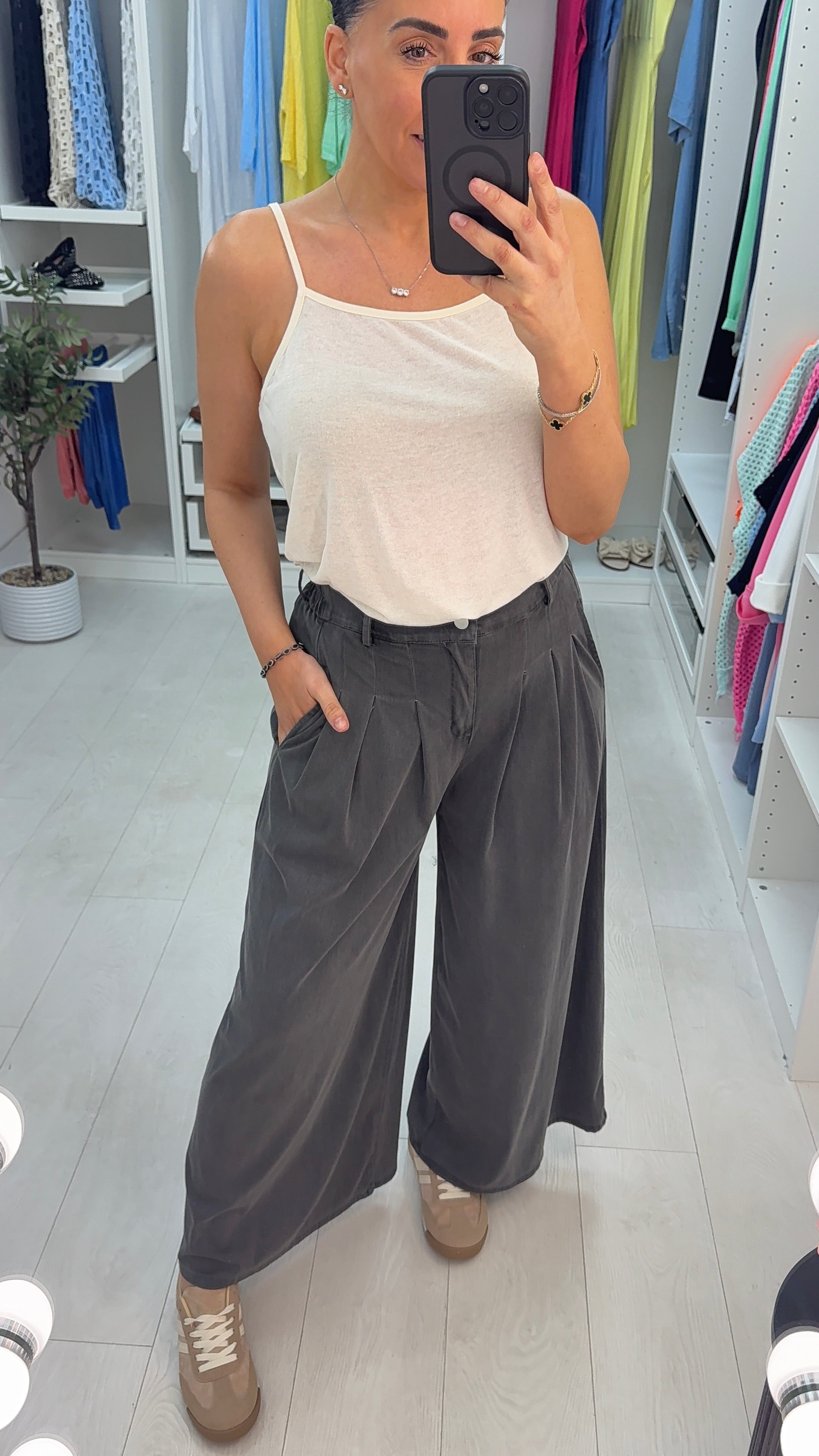 Doris Plain Pleated Wide Leg Trousers