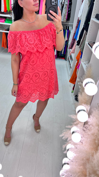 Carmen Broderie Anglaise Bardot Frill Dress