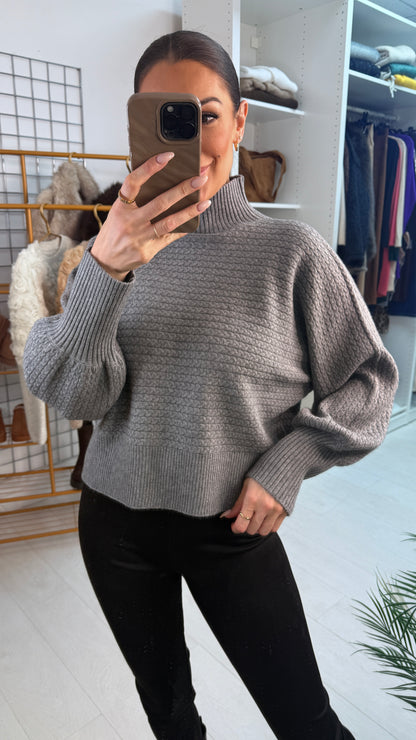 Kesley Plain High Neck Cable Knitted Jumper