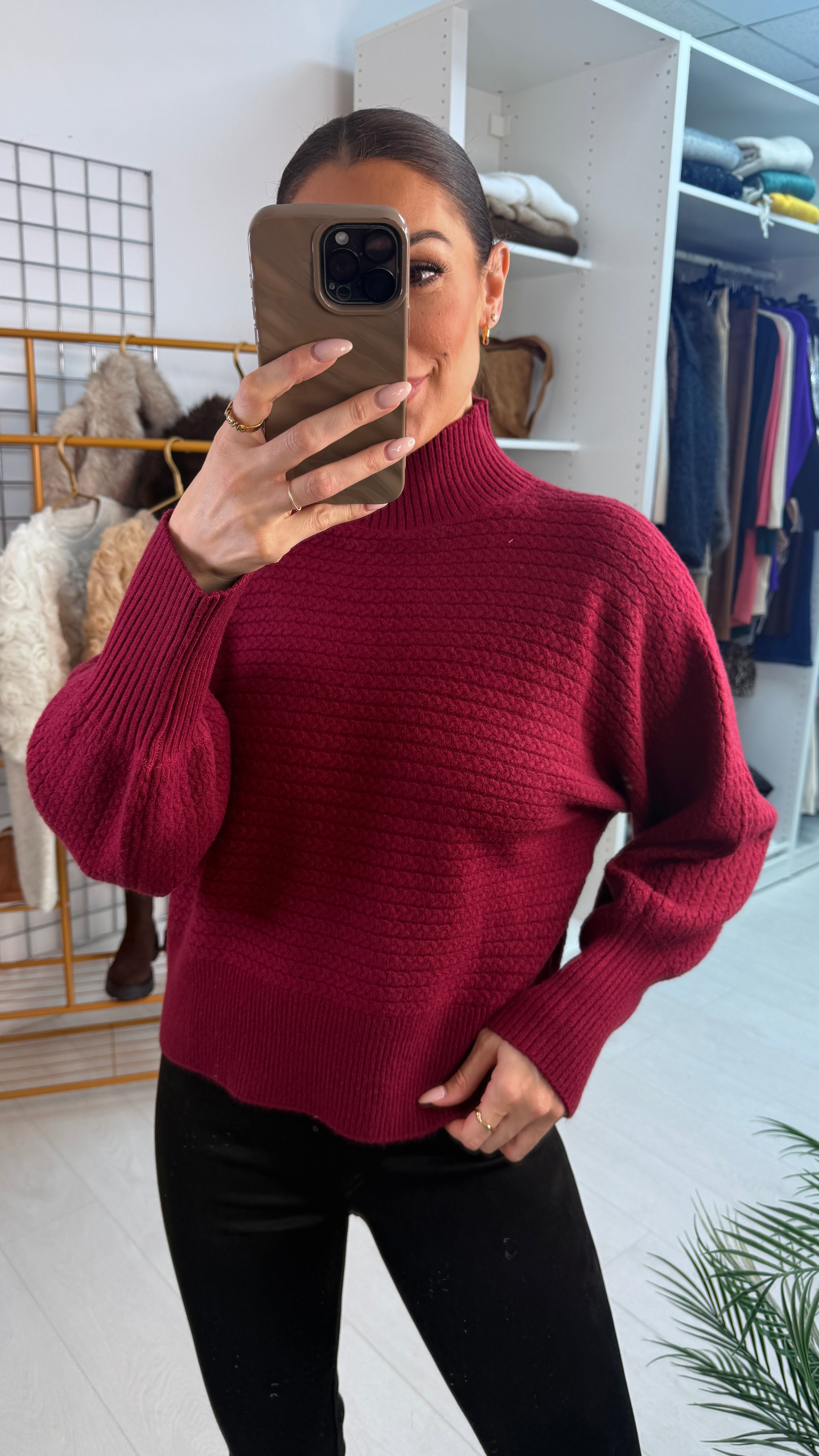 Kesley Plain High Neck Cable Knitted Jumper