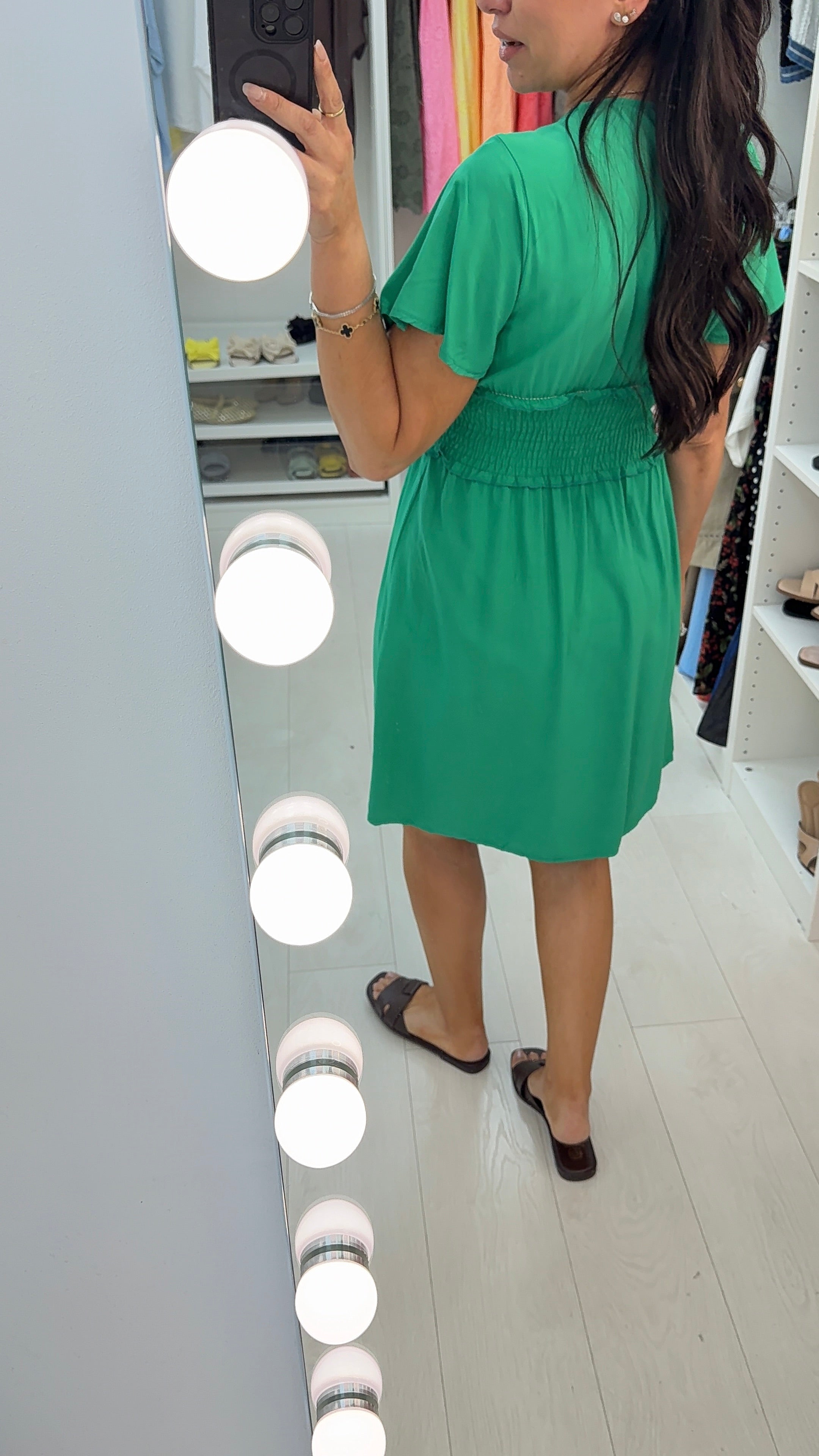 Felicity Plain V Neck Short Sleeve Midi Dress