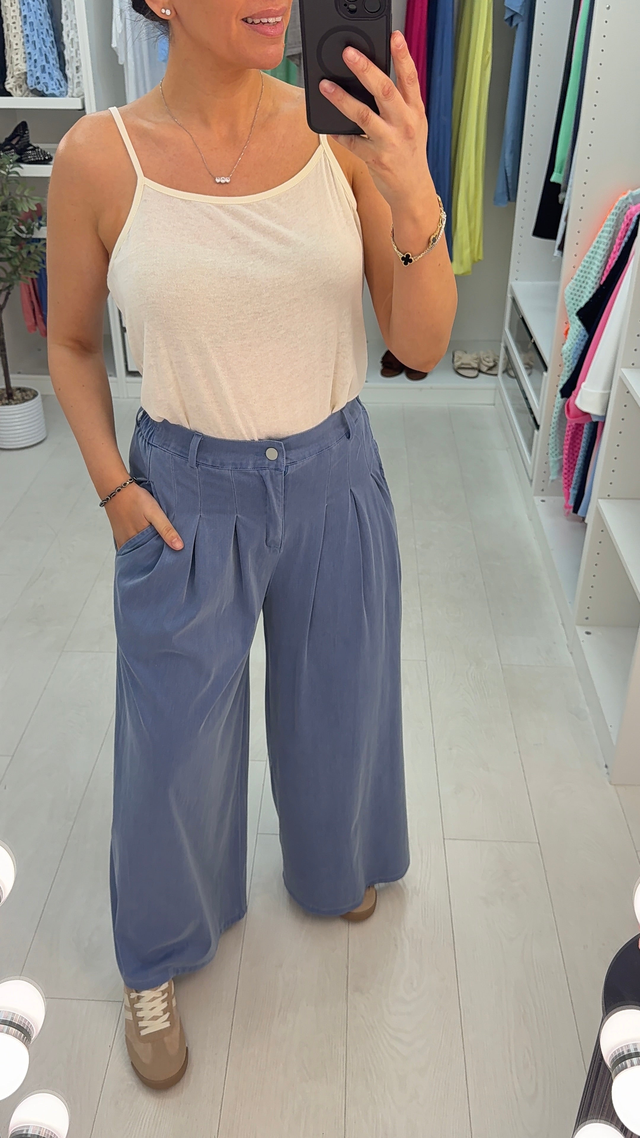 Doris Plain Pleated Wide Leg Trousers