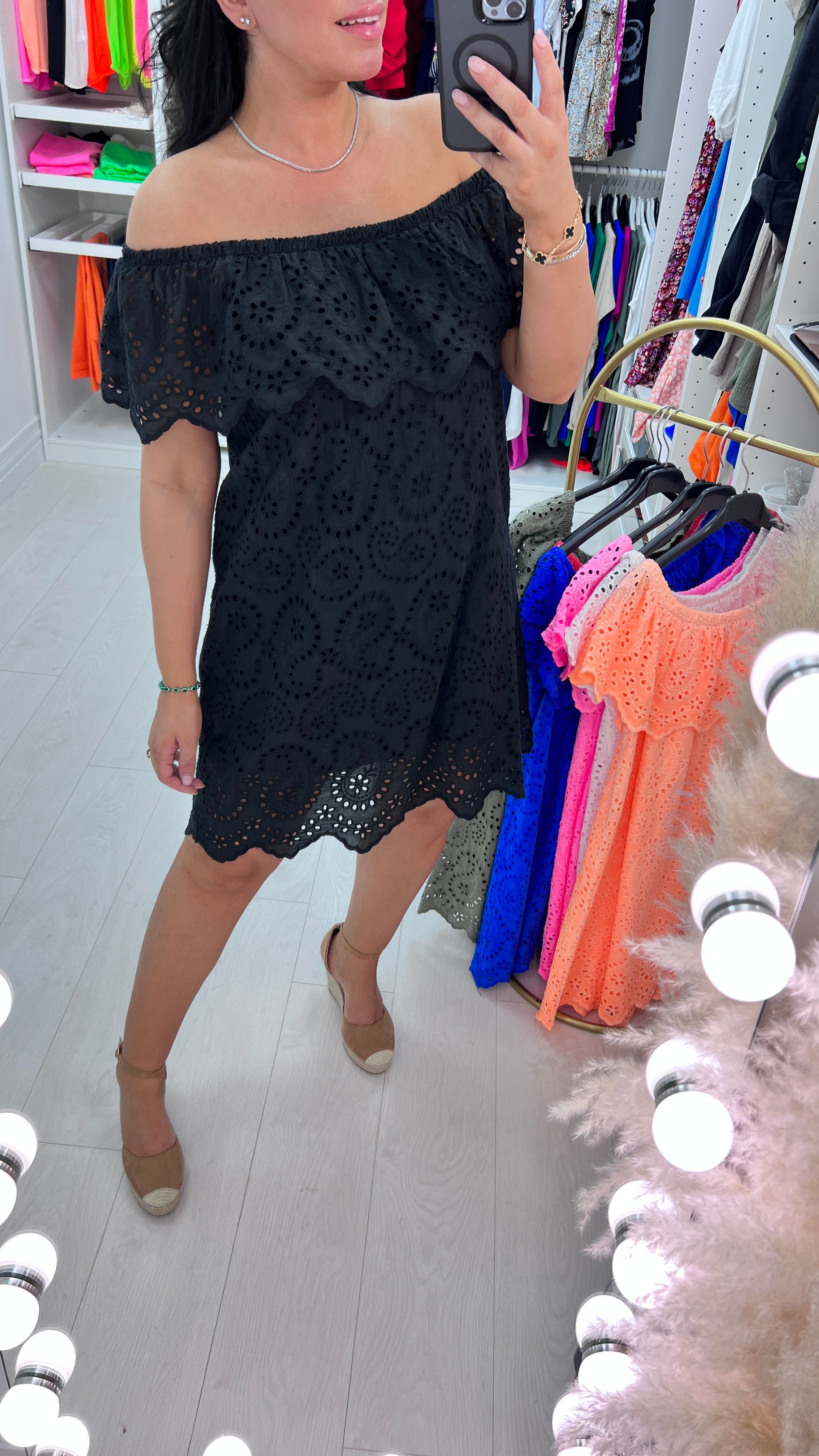 Carmen Broderie Anglaise Bardot Frill Dress