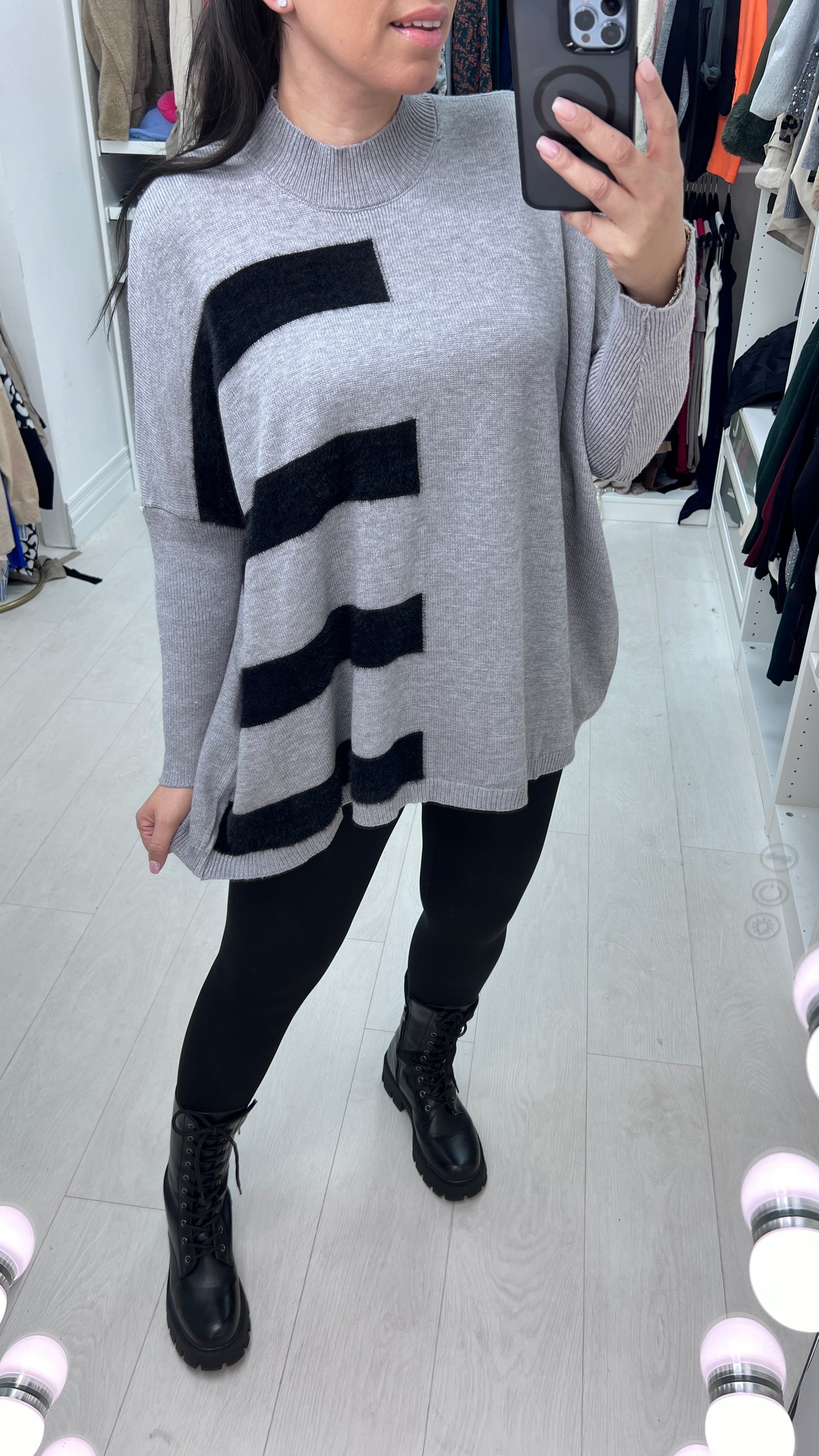 Yamila Faux Fur Stripe Knit Jumper