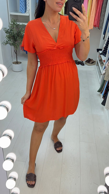 Felicity Plain V Neck Short Sleeve Midi Dress