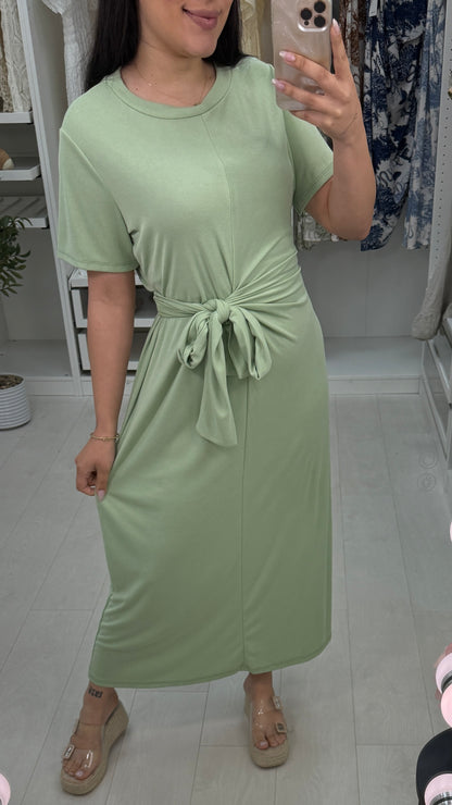 Pia Plain Tie Front Midi Dress