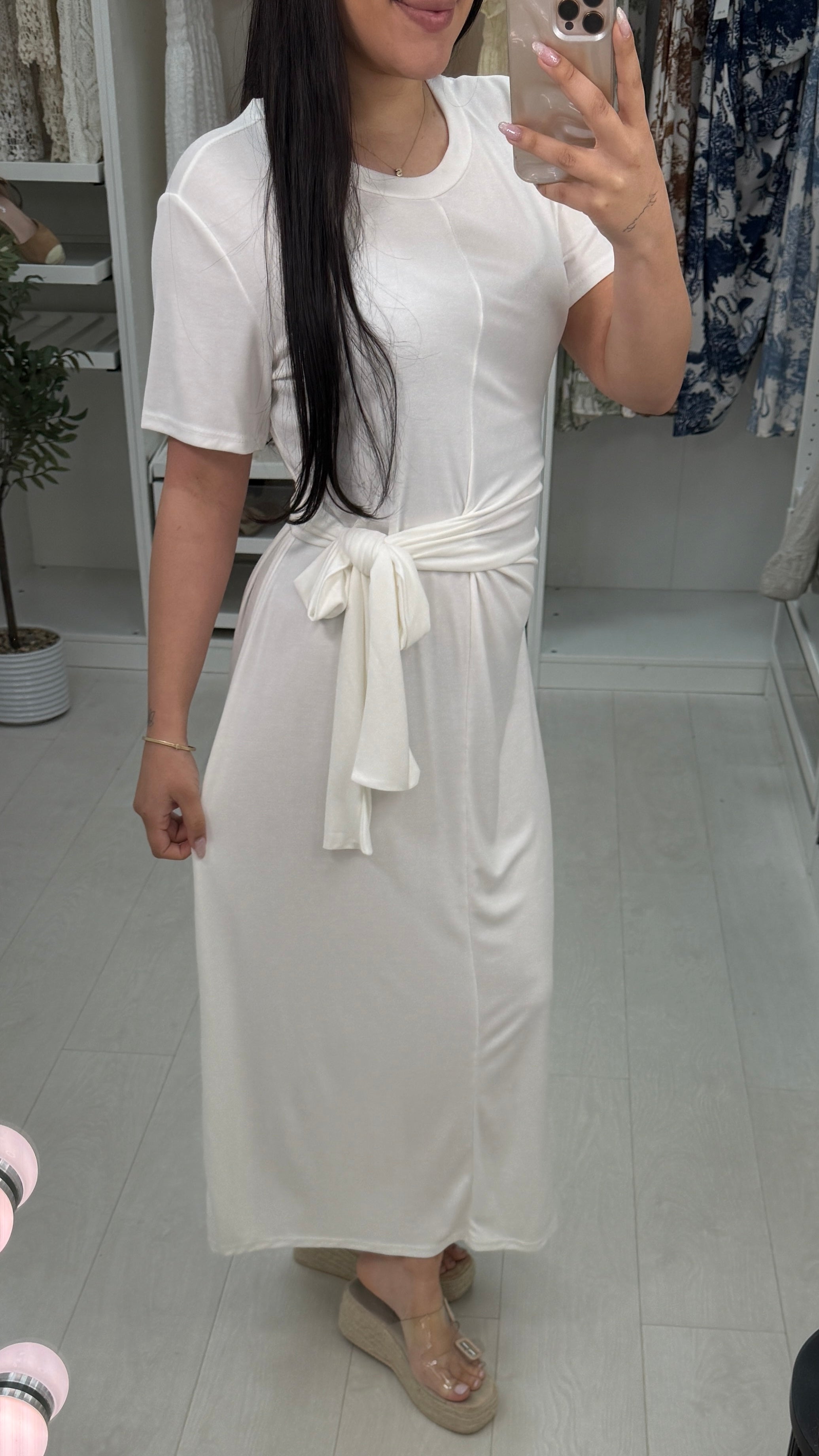 Pia Plain Tie Front Midi Dress