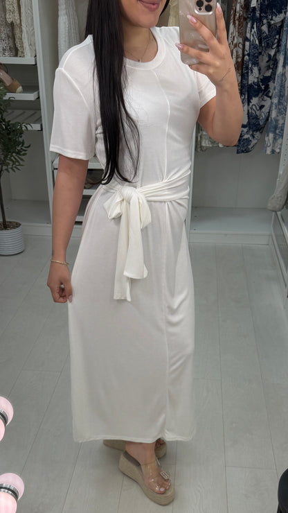 Pia Plain Tie Front Midi Dress