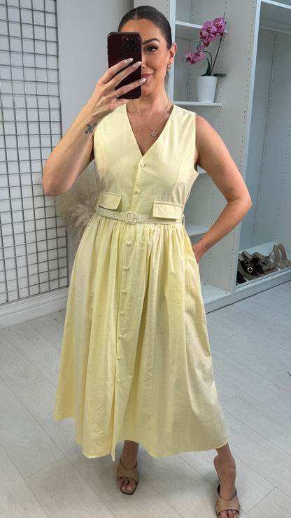 Yuna Sleeveless Belted Midi Dress