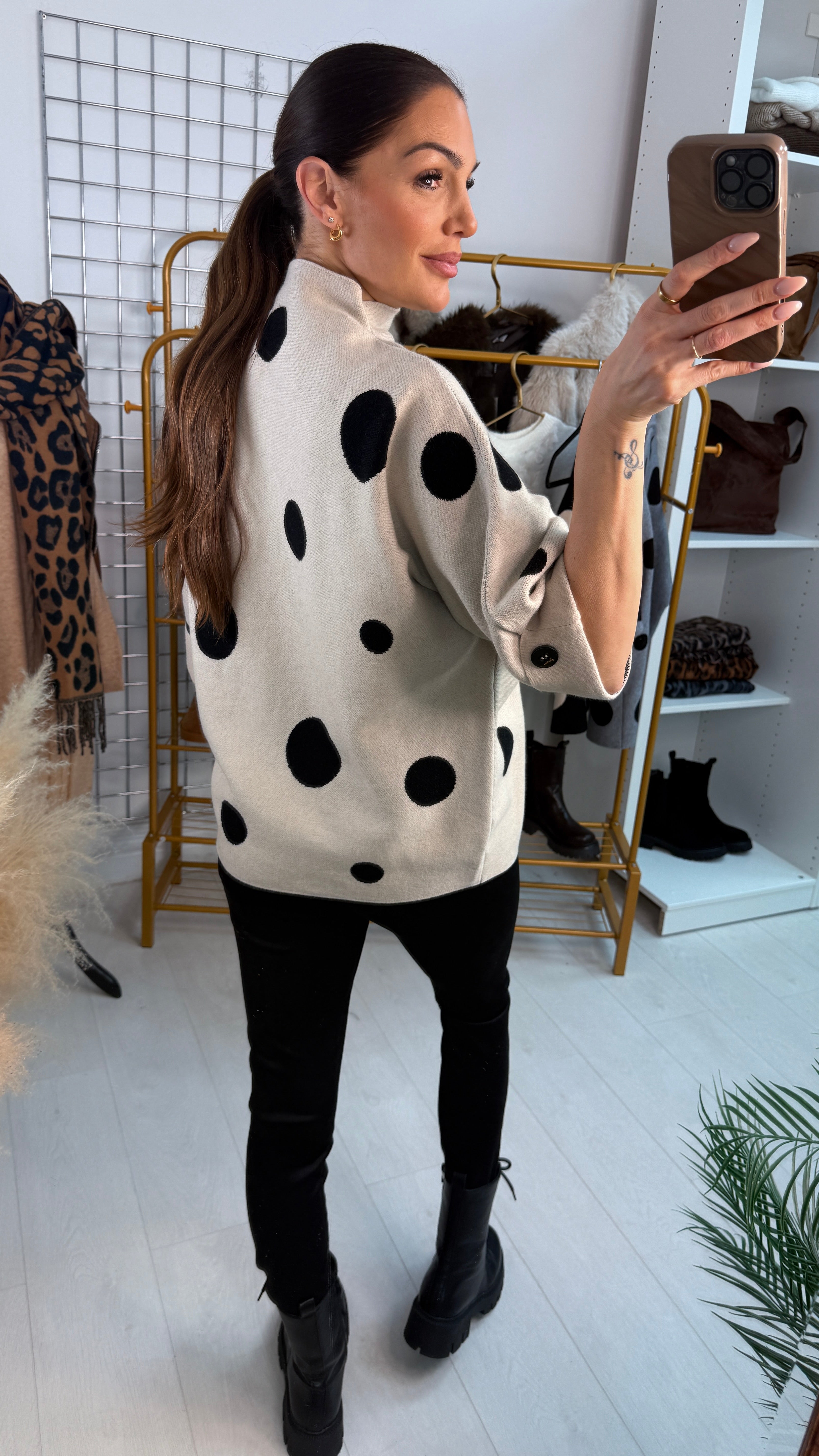Cerrie Polka Dot 3/4 Sleeve Jumper