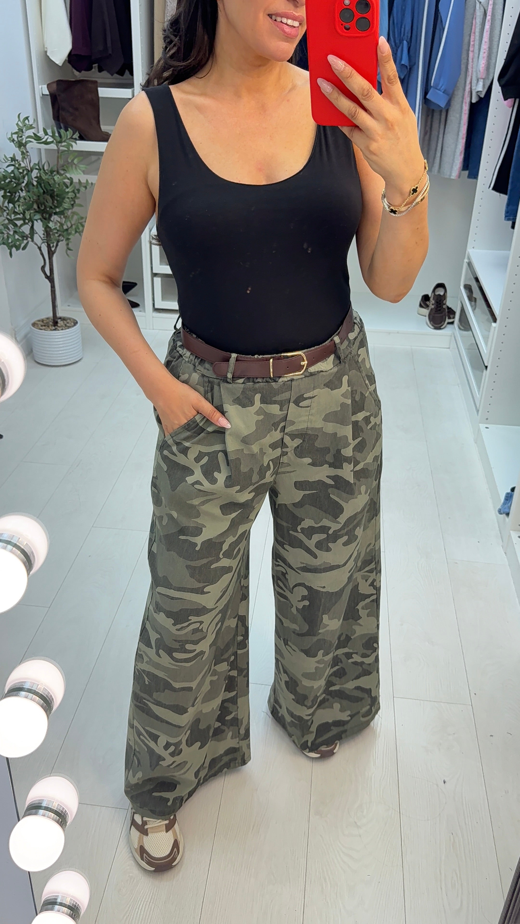 Wynell Wide Leg Camouflage Trousers