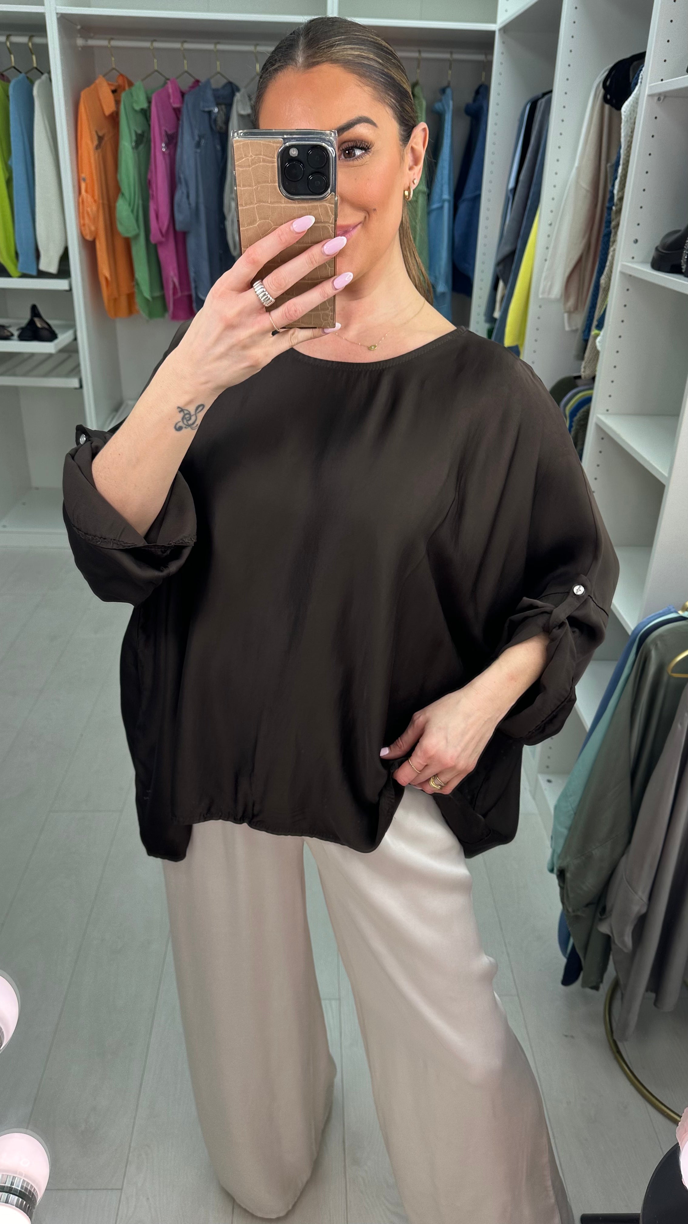 Wendy Plain Loose Fit Satin Top