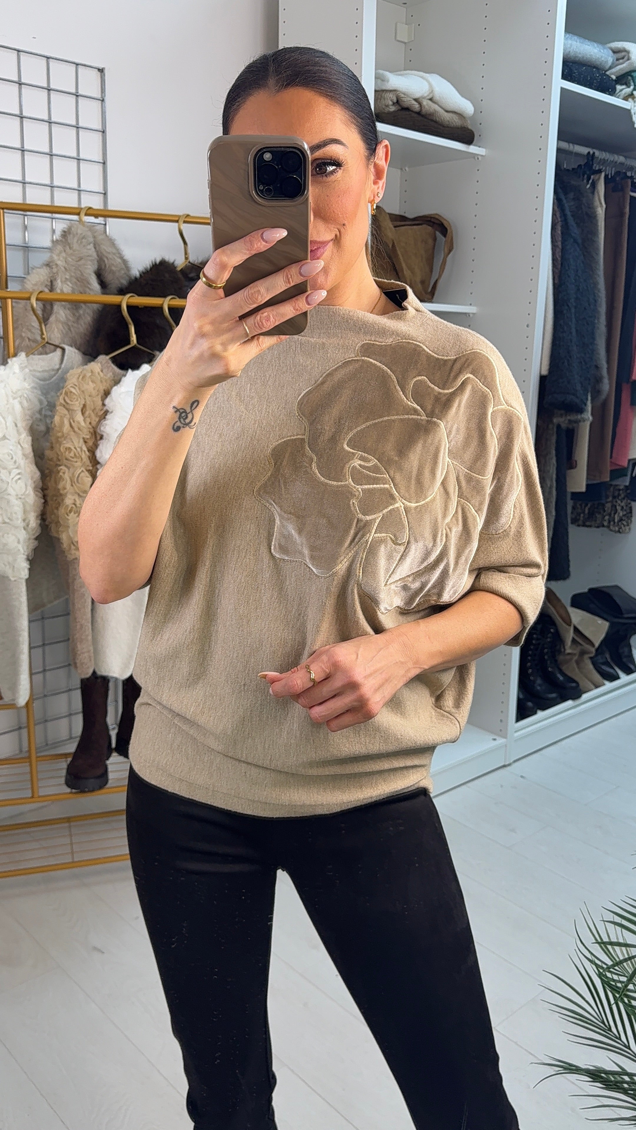 Remi Floral Detailed 3/4 Sleeve Jumper