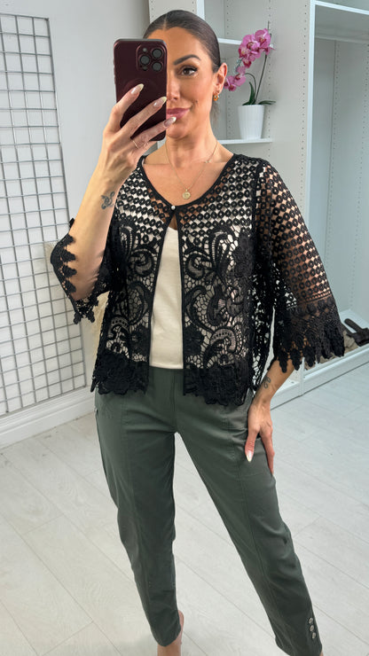 Millie Crochet Pearl Button Cardigan