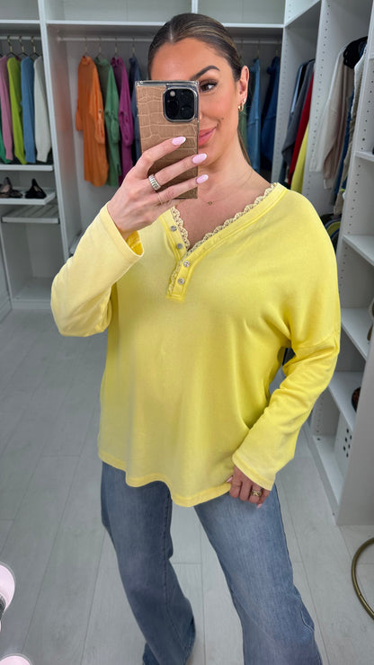 Louelle Plain Lace Detailed V Neck Top